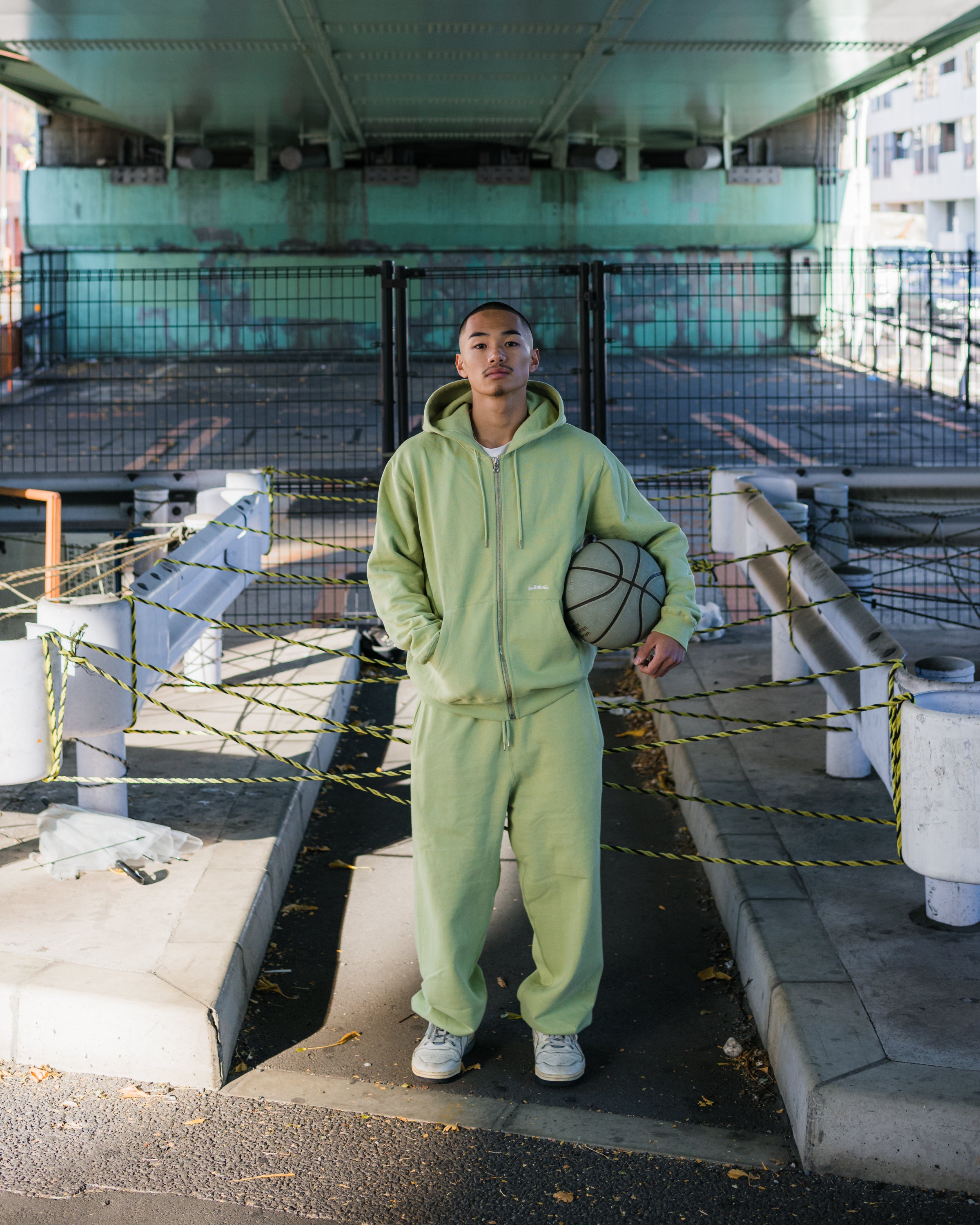 Small Logo Sweat Full Zip Hoodie (pale green) – ballaholic