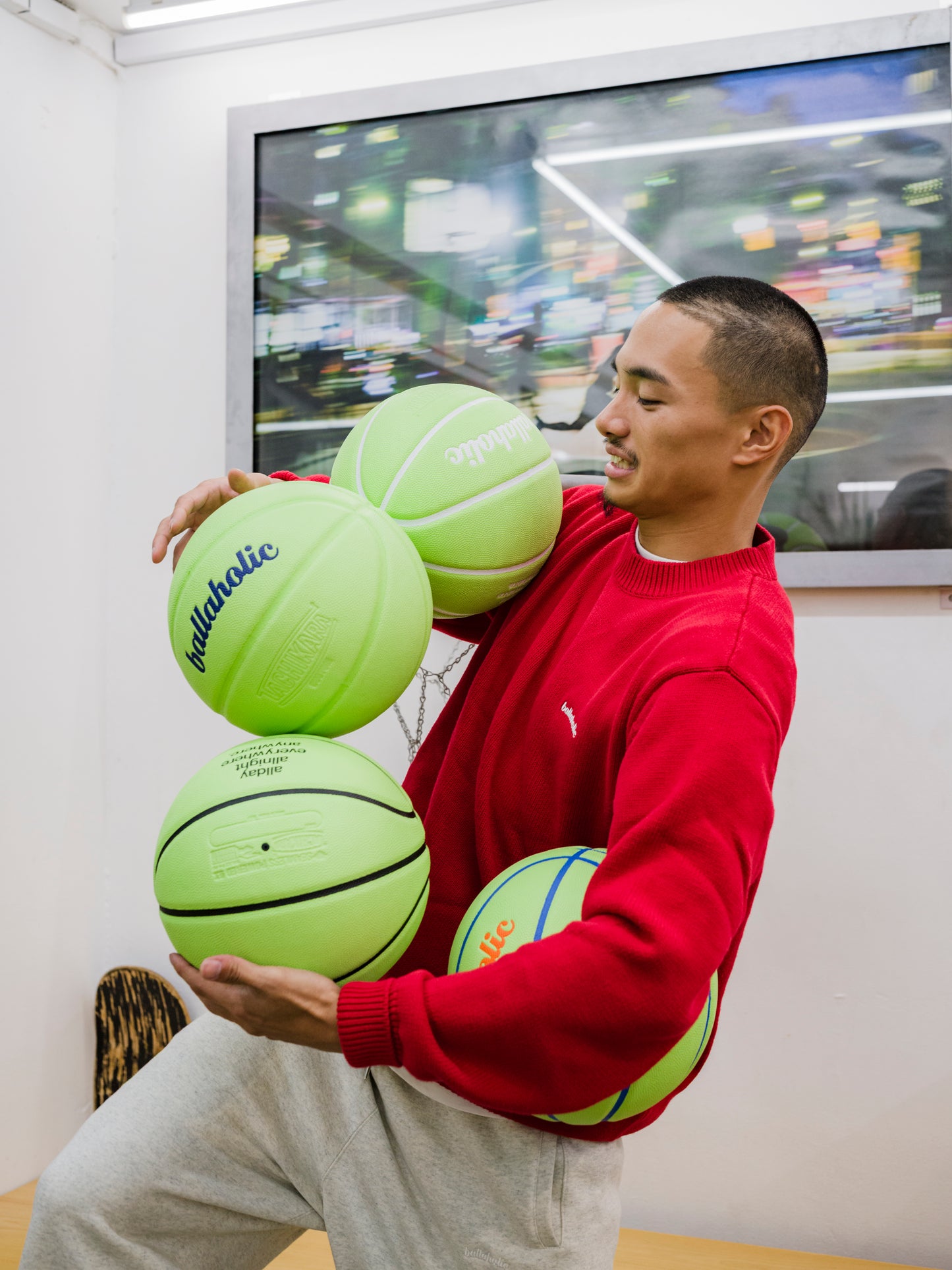 Logo Cotton Knit Sweater (red)