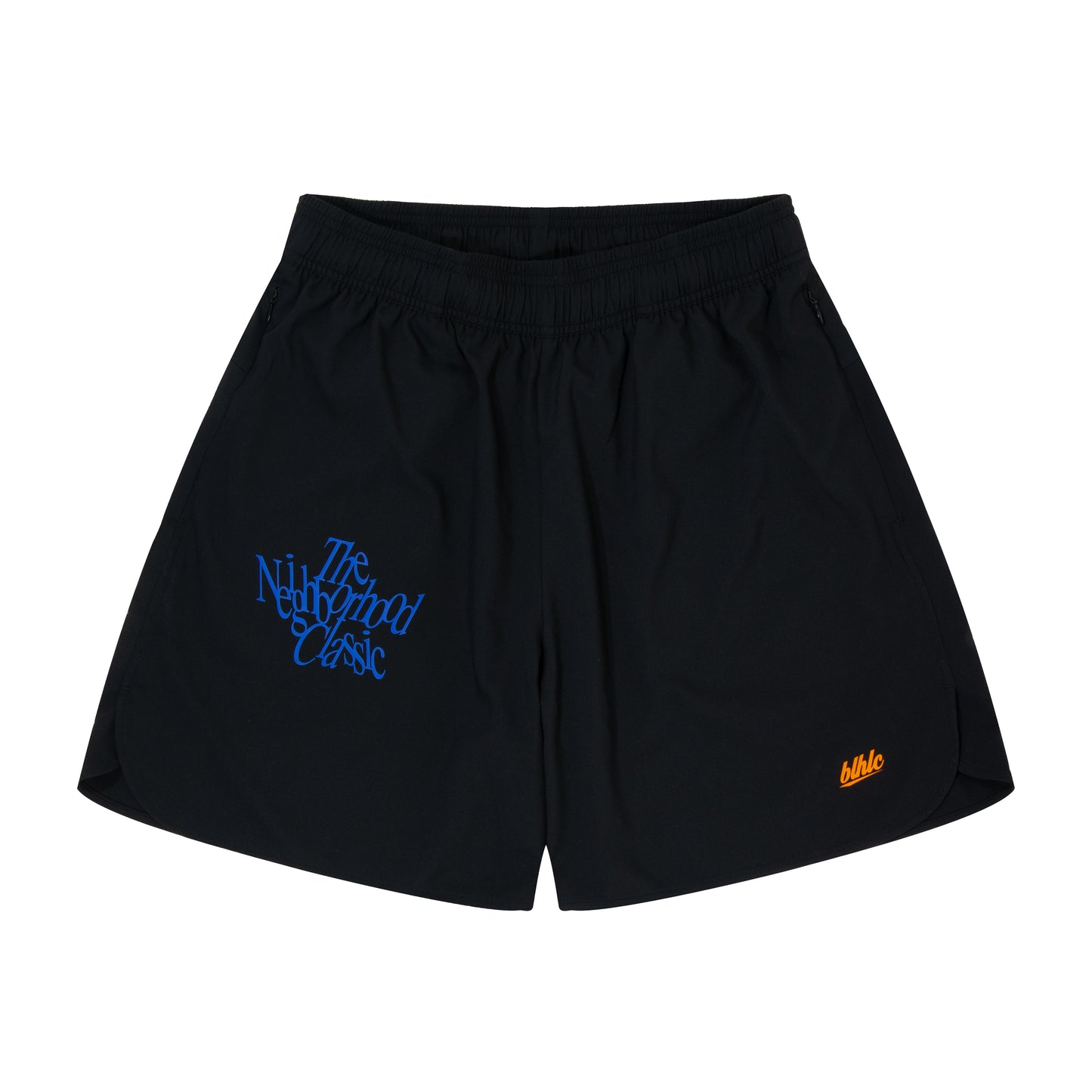 The Neighborhood Classic Zip Shorts (black/blue/orange)