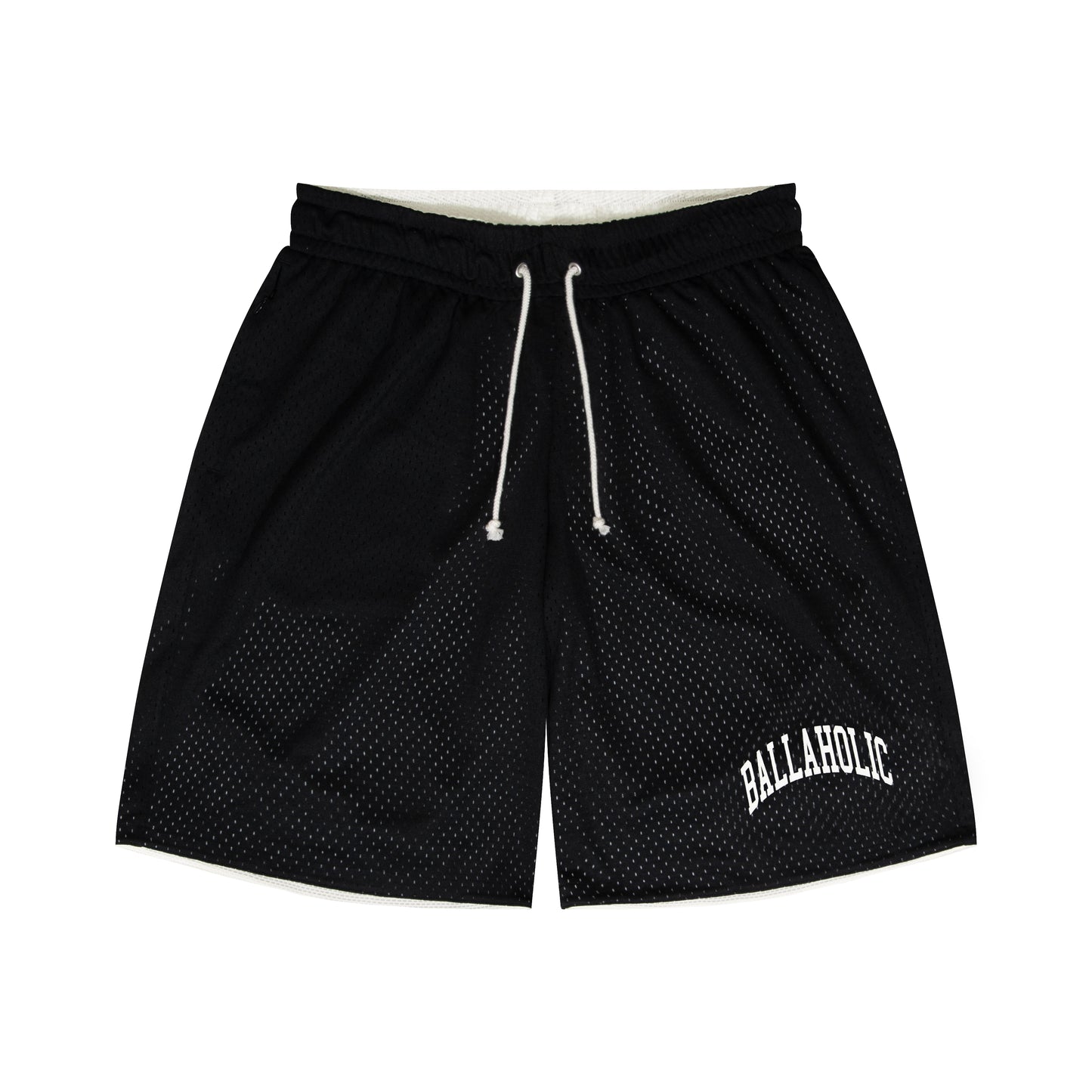 College Logo - STREETMOVE Mesh Zip Shorts (black/off white)