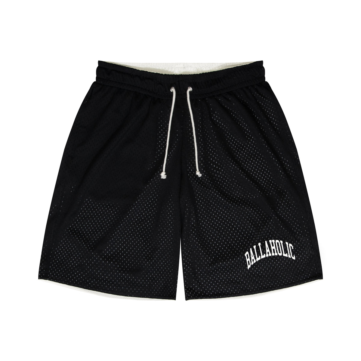 College Logo - STREETMOVE Mesh Zip Shorts (black/off white 
