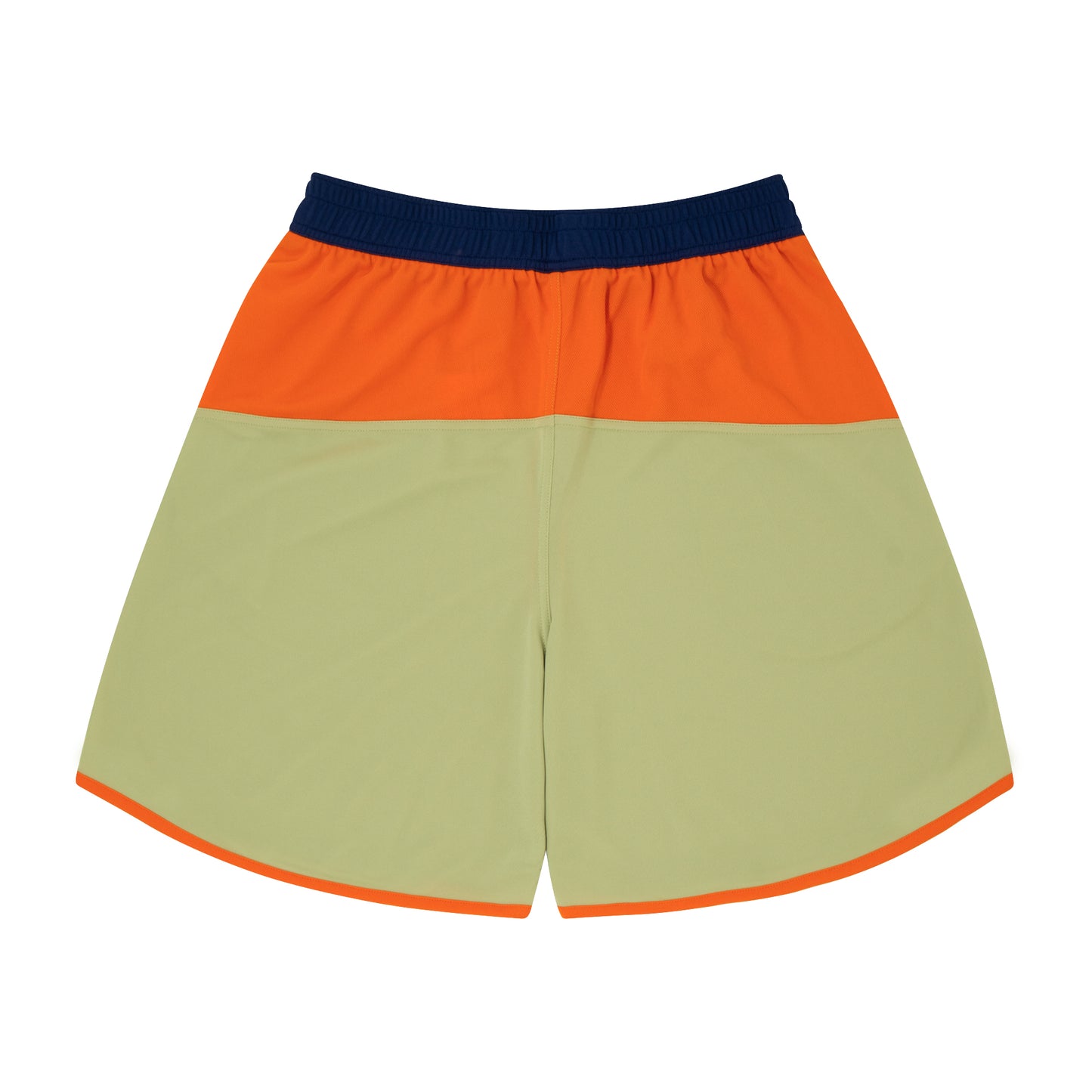 Color Blocked Zip Shorts (sage green/orange/navy)