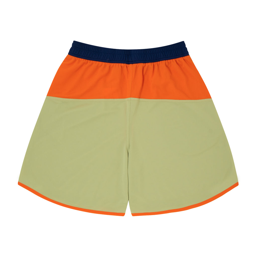 Color Blocked Zip Shorts (sage green/orange/navy) – ballaholic