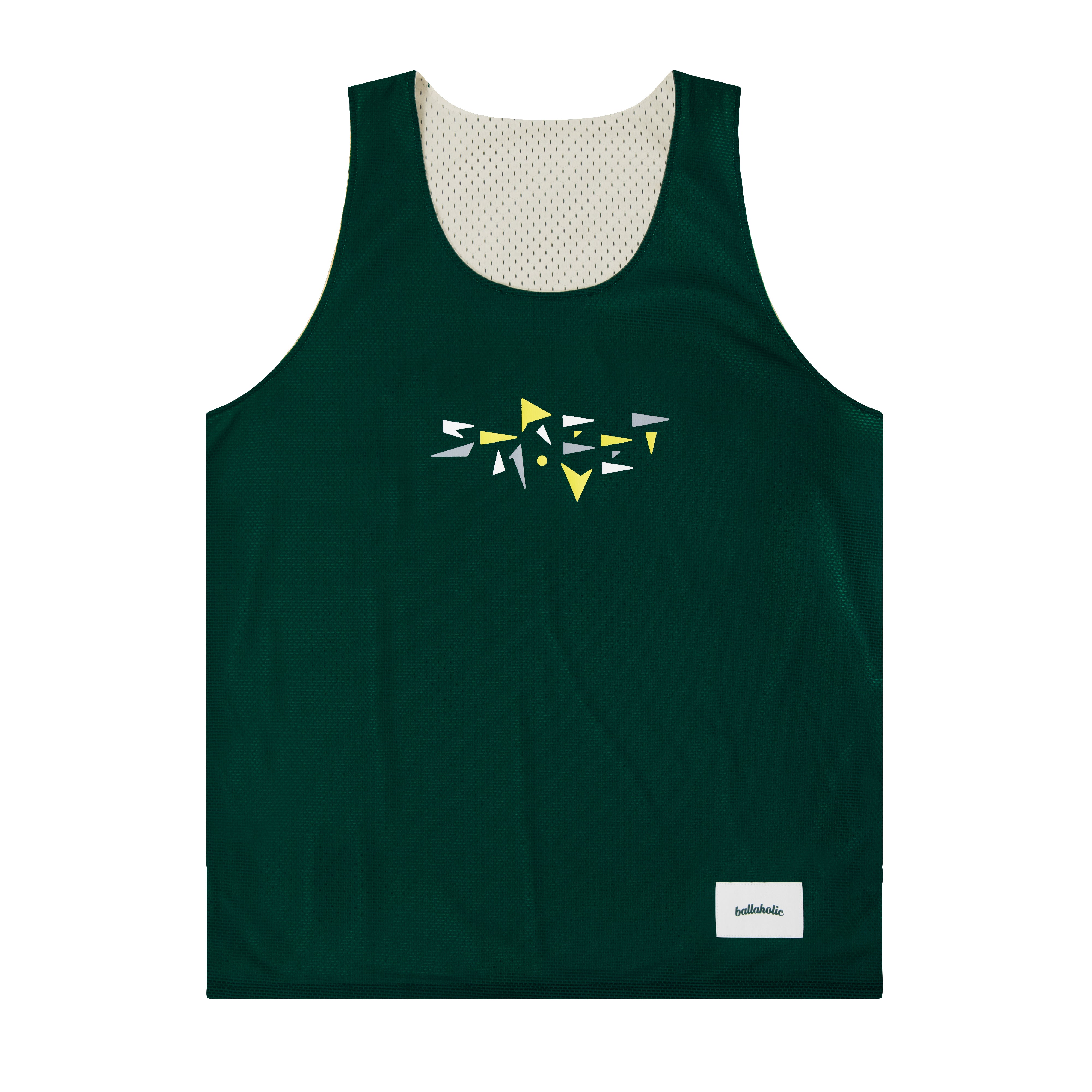 College Logo - STREETMOVE Mesh Reversible Tops (off white/dark