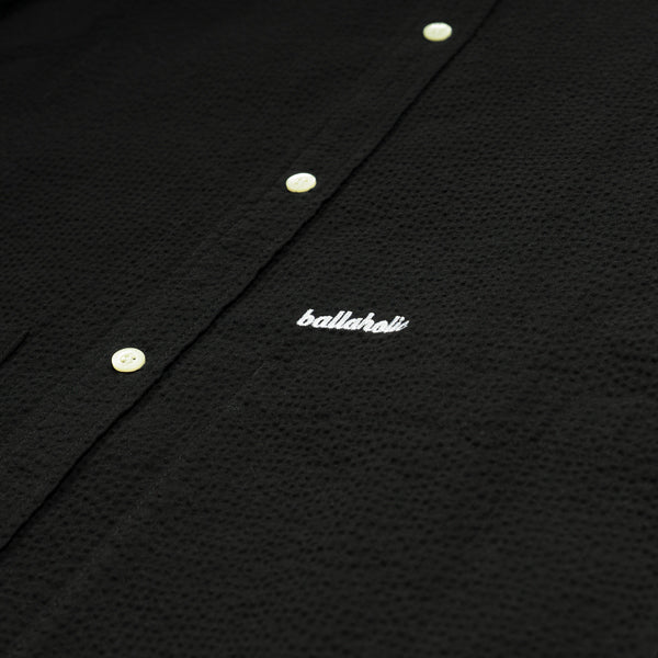Logo Seersucker Loose Shirt Jacket (black)