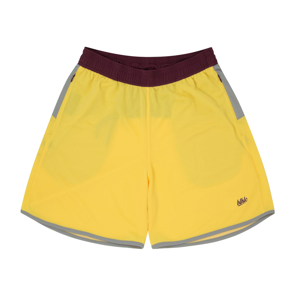 Color Blocked Zip Shorts (sunshine/gray/crimson) – ballaholic