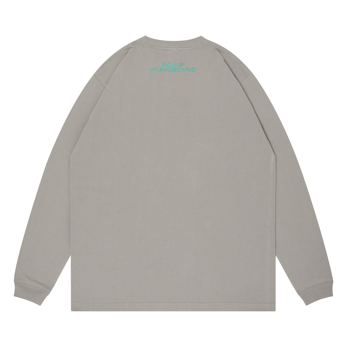 Logo Long Tee -PICK UP PLAYGROUND- (stone gray/turquoise green)