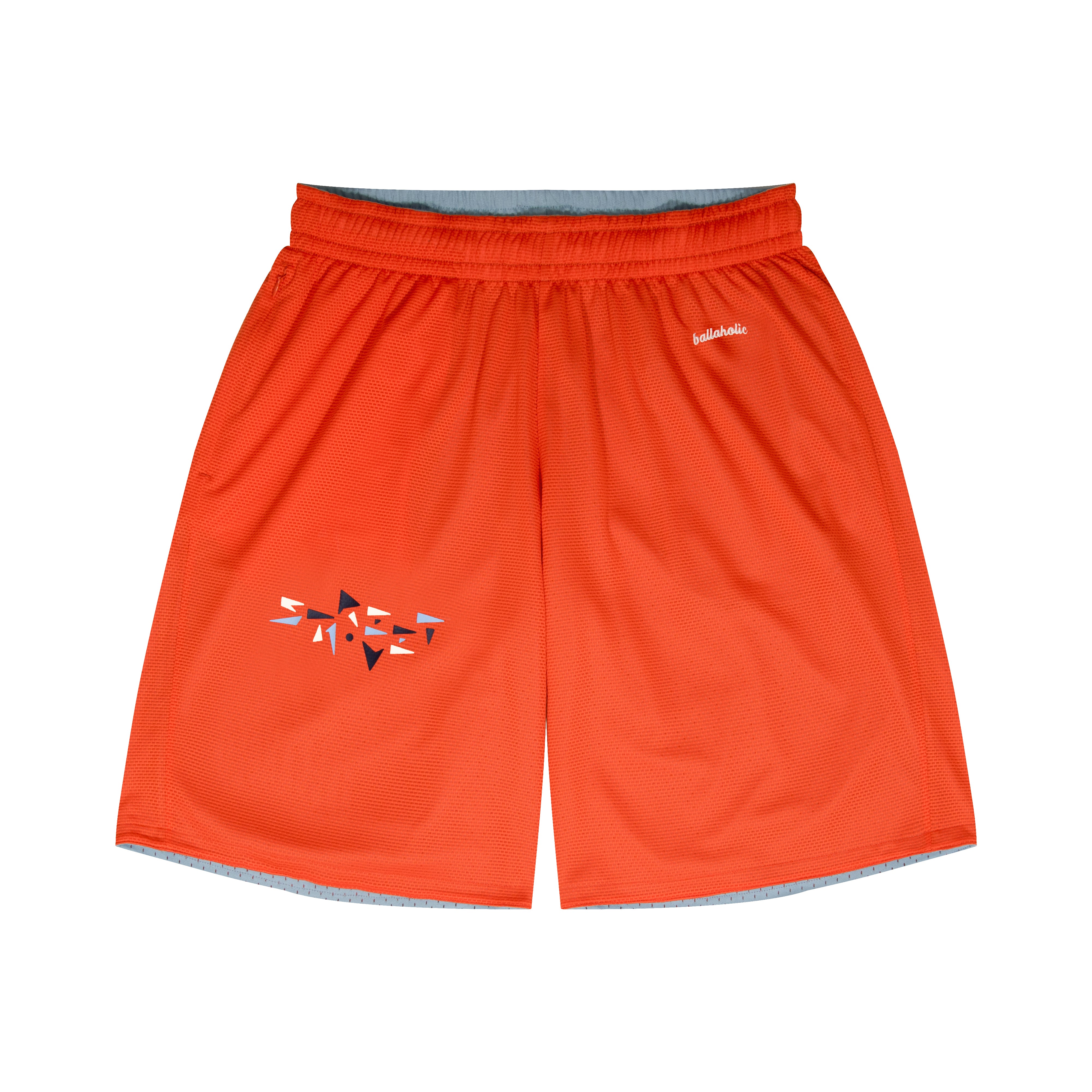 ballaholic college logo shorts サイズL College Logo - STREETMOVE Mesh Zip Shorts (light blue/orange