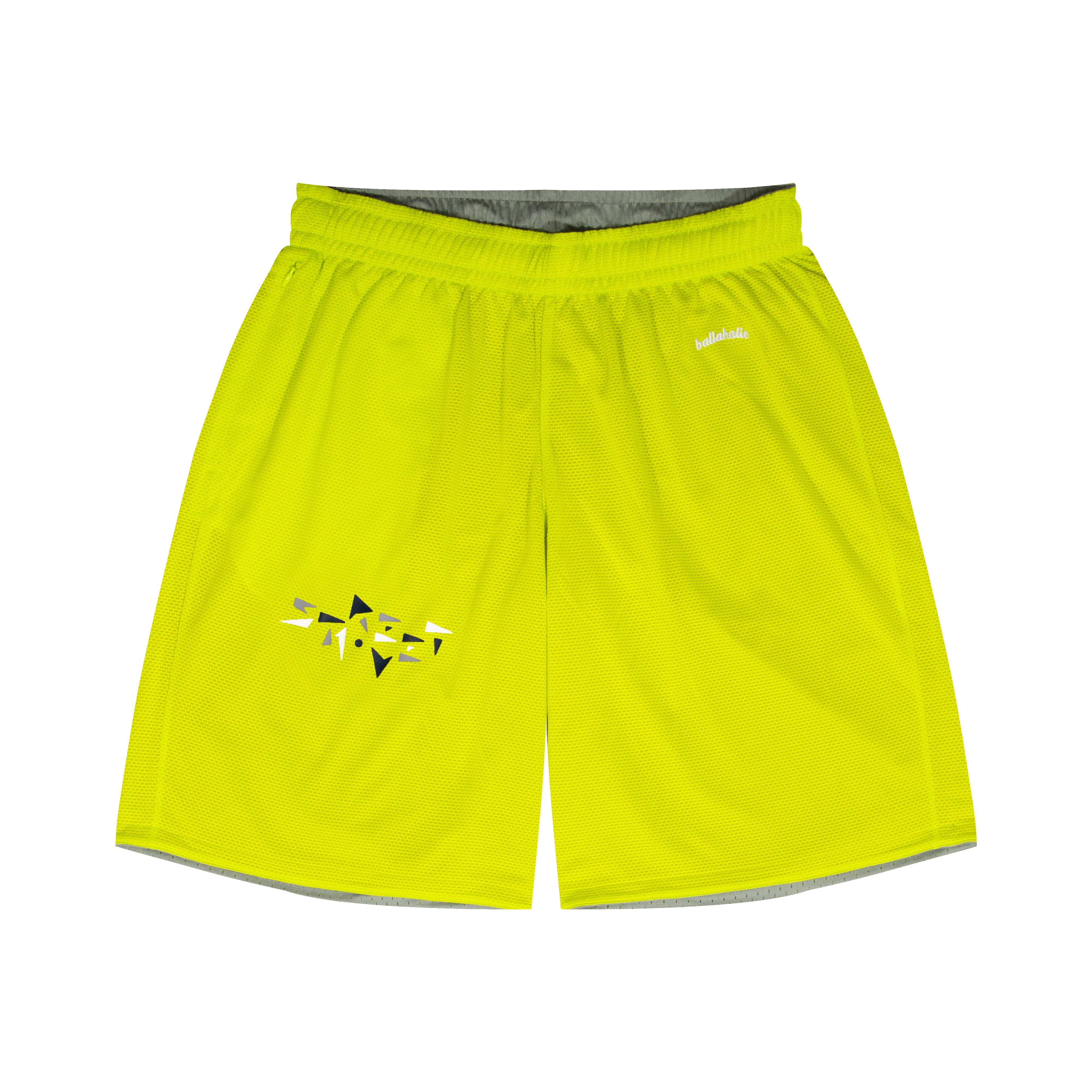 College Logo - STREETMOVE Mesh Zip Shorts (gray/lime) – ballaholic