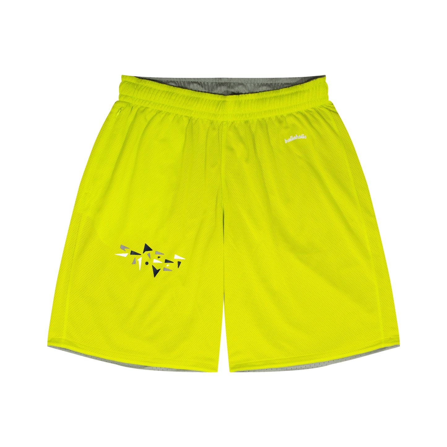 College Logo - STREETMOVE Mesh Zip Shorts (gray/lime)
