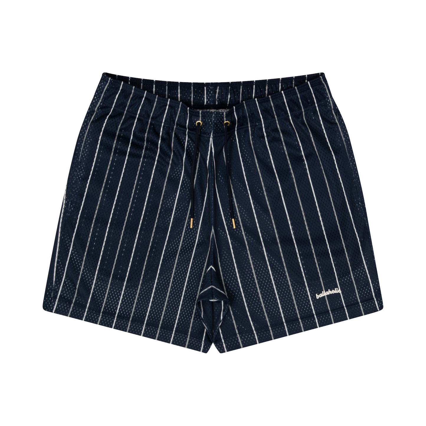 Stripe Mesh Zip Shorts (navy/gray/ivory)